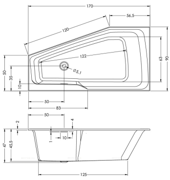 Акриловая ванна Riho Rething Space 170x90 R BR1500500000000 - 3 изображение