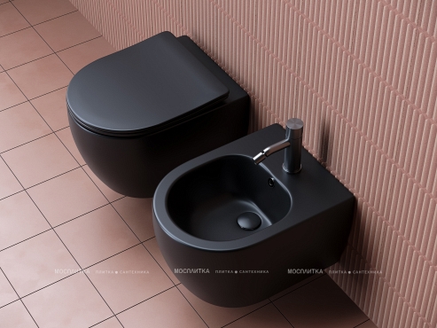 Комплект подвесной безободковый унитаз Ceramica Nova Play CN3001MB черный матовый с сиденьем микролифт + инсталляция Geberit Duofix Sigma Plattenbau 111.362.00.5 - 10 изображение