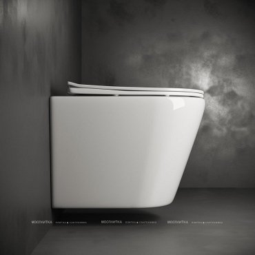 Комплект подвесной безободковый унитаз Ceramica Nova HighLight Rimless CN1804 с ультра-тонким сиденьем SoftClose + инсталляция Am.Pm ProC I012707.0138 с клавишей смыва ProC L, чёрная матовая - 3 изображение