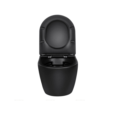 Комплект подвесной безободковый унитаз Vincea Globo VT1-14SMB с сиденьем soft-close, черный матовый + инсталляция Geberit Delta 458.163.21.1 с панелью смыва, хром глянцевый - 5 изображение