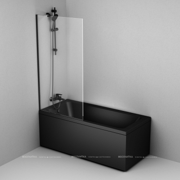 Душевая шторка на ванну Am.Pm Gem 80х140 см W90BS-080-140BT профиль черный, стекло прозрачное - 4 изображение