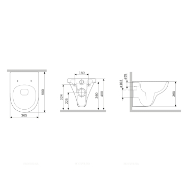 Комплект подвесной безободковый унитаз Am.Pm Gem C901700SC с сиденьем микролифт, белый + инсталляция Am.Pm ProC I012707.0238 с клавишей смыва ProC S, чёрная матовая - 8 изображение