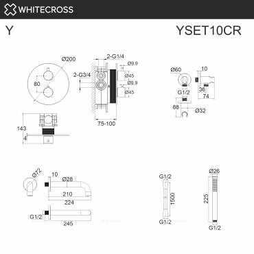 Душевой комплект Whitecross Y chrome YSET10CR 1 режим, хром - 3 изображение