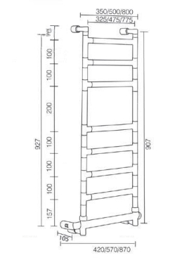 Полотенцесушитель электрический Margaroli Sereno 584-8 BOX, 58432508CRB 32,5 x 93 см, хром - 3 изображение