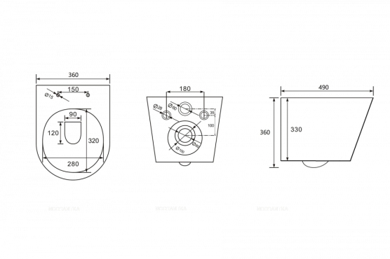 Унитаз подвесной безободковый Abber Bequem AC1102 с крышкой-сиденьем микролифт, белый - 11 изображение