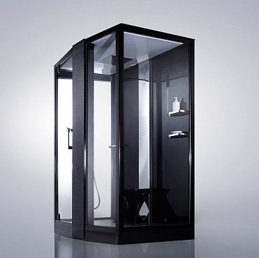 Душевая кабина Orans 150x100 см правая с функцией турецкая баня черная, 89102RB