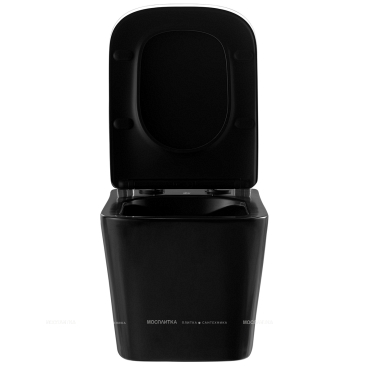 Унитаз подвесной безободковый Abber Rechteck AC1200MB с крышкой-сиденьем микролифт, матовый черный - 10 изображение