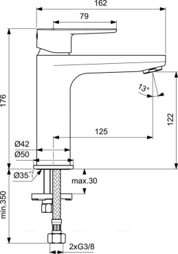 Душевая стойка Ideal Standard BL7546S1 со смесителем для раковины, черный матовый - 5 изображение