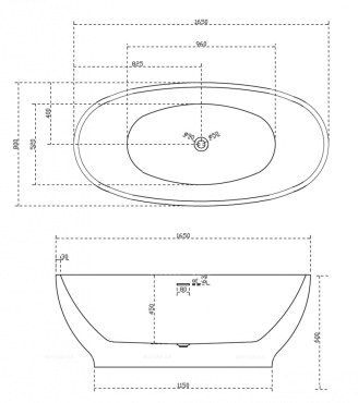 Акриловая ванна Abber 165х80 см AB9207MB, черный - 6 изображение