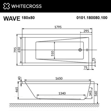 Акриловая ванна 160х70 см Whitecross Wave 0101.180080.100.SMARTNANO.GL белая - 3 изображение
